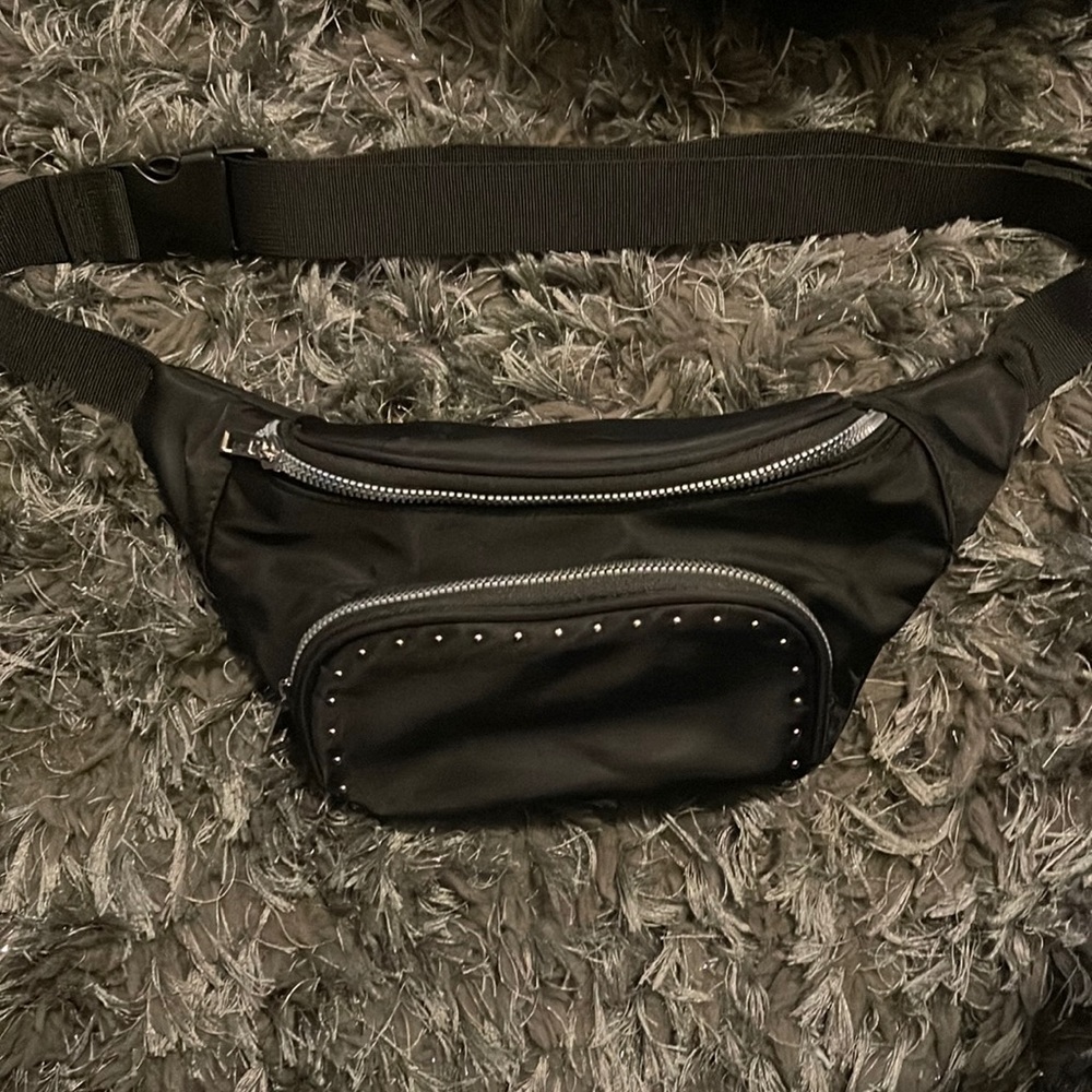 Studded black fanny pack